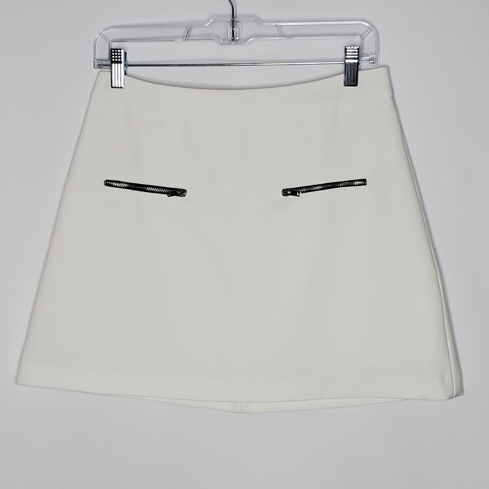 ZARA White Mini Skirt with Zipper Details